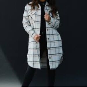 Melloday Cream and Black Plaid Coat